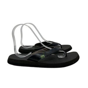 Sanuk Women's Black Yoga Mat Thong Sandals Size 9